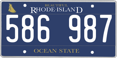 RI license plate 586987