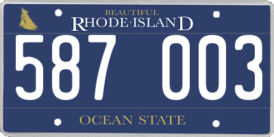 RI license plate 587003