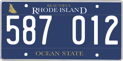RI license plate 587012