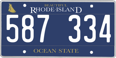 RI license plate 587334