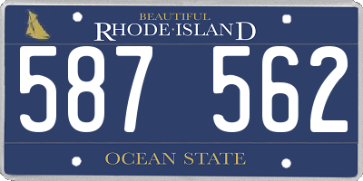 RI license plate 587562