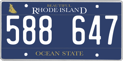 RI license plate 588647