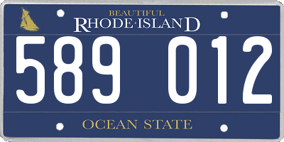 RI license plate 589012