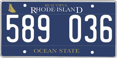 RI license plate 589036
