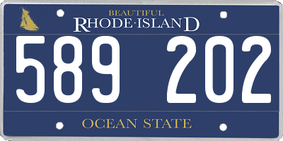 RI license plate 589202