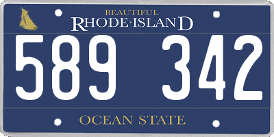 RI license plate 589342