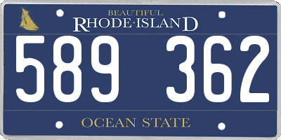 RI license plate 589362