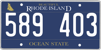 RI license plate 589403