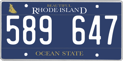 RI license plate 589647