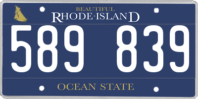 RI license plate 589839