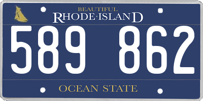 RI license plate 589862