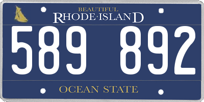 RI license plate 589892