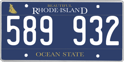 RI license plate 589932