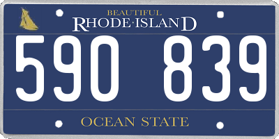 RI license plate 590839