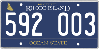 RI license plate 592003