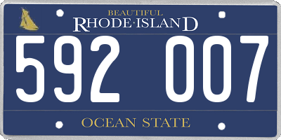 RI license plate 592007