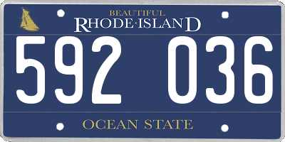 RI license plate 592036