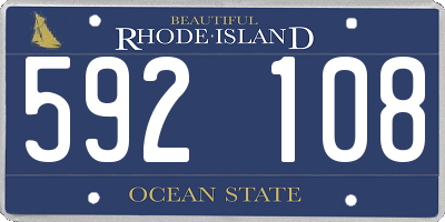 RI license plate 592108