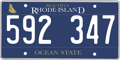 RI license plate 592347