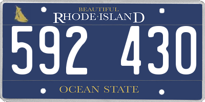 RI license plate 592430