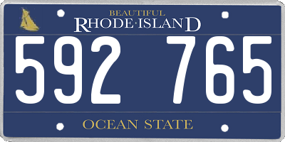 RI license plate 592765