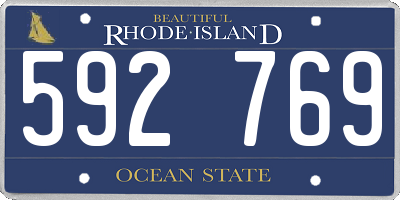 RI license plate 592769