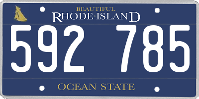 RI license plate 592785