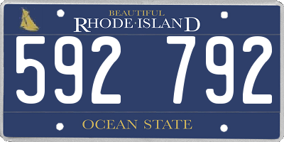 RI license plate 592792