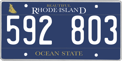 RI license plate 592803