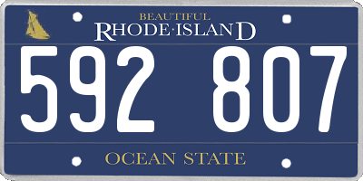 RI license plate 592807