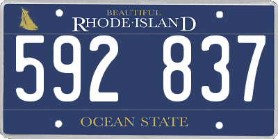 RI license plate 592837