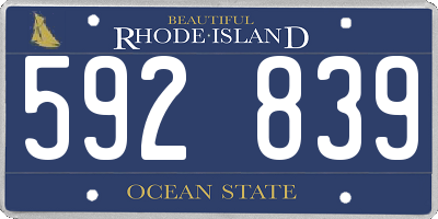 RI license plate 592839