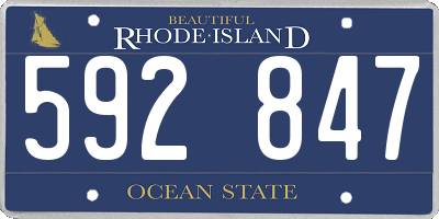RI license plate 592847