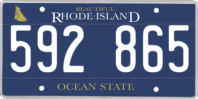 RI license plate 592865