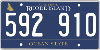 RI license plate 592910
