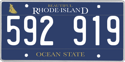 RI license plate 592919