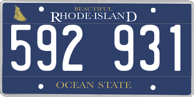 RI license plate 592931