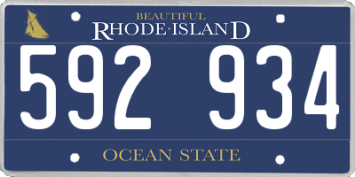 RI license plate 592934