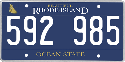 RI license plate 592985