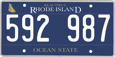 RI license plate 592987