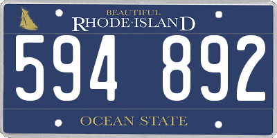 RI license plate 594892