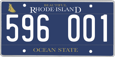 RI license plate 596001