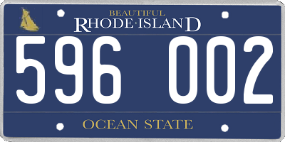 RI license plate 596002