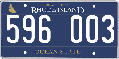 RI license plate 596003