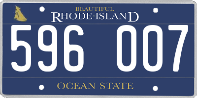 RI license plate 596007