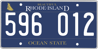 RI license plate 596012