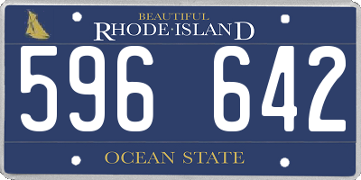 RI license plate 596642