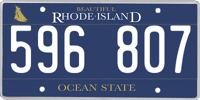 RI license plate 596807