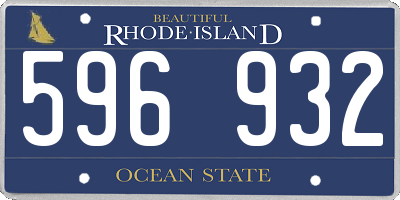 RI license plate 596932