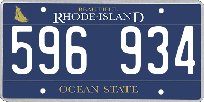 RI license plate 596934
